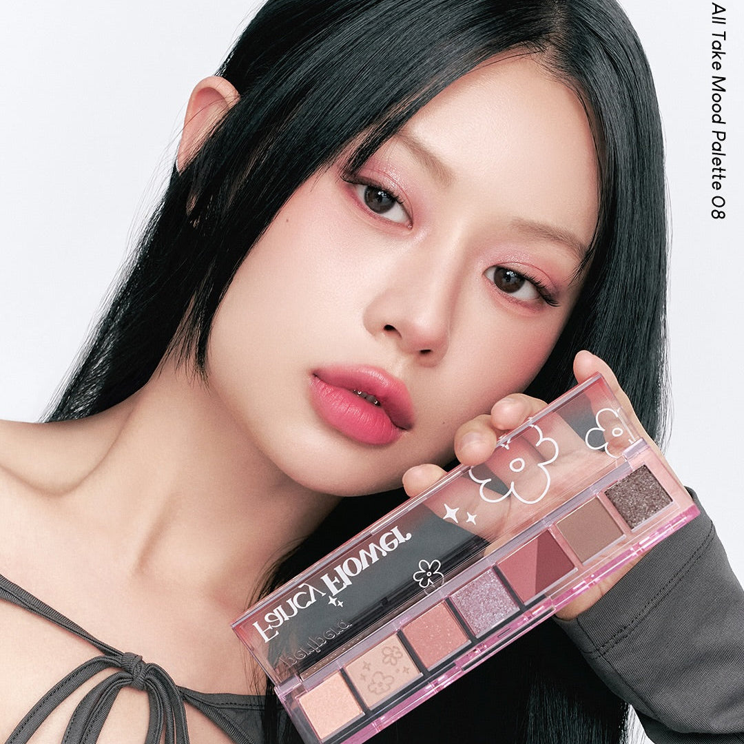 Peripera - All Take Mood Palette - 08 Burgundy, But With Peach Flower 1s