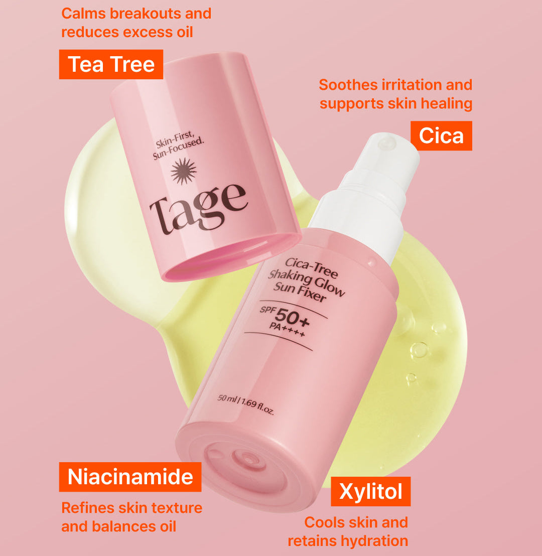Tage - Cica-Tree Shaking Glow Sun SPF50 / Fijador de Maquillaje con SPF50