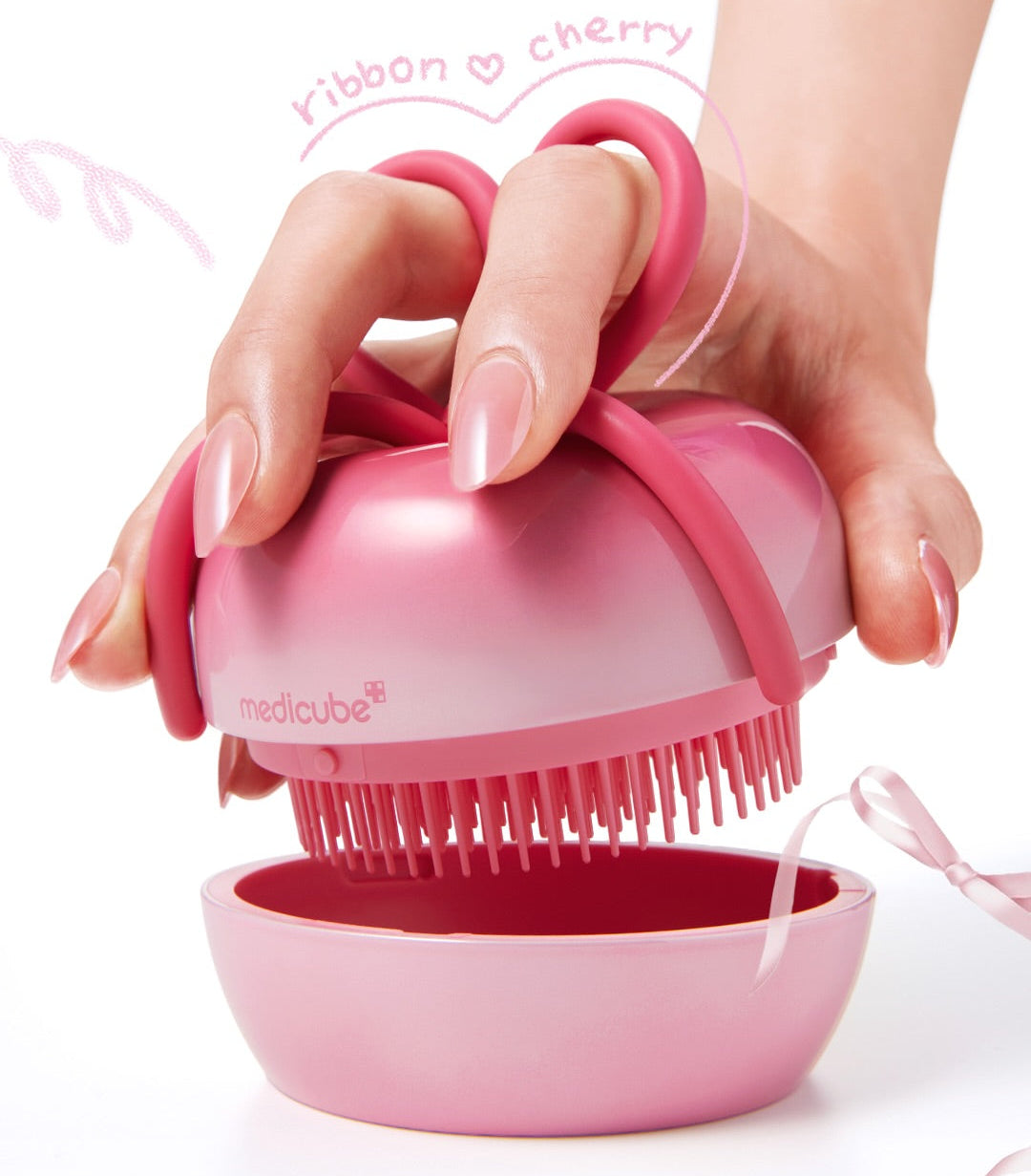 Medicube x FOREVER:CHERRY - Ribbon Cherry Glass Hair Brush